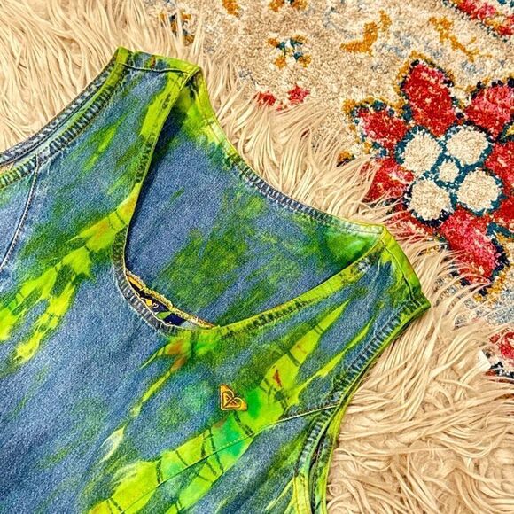 Vintage Roxy quicksilver denim tie dye dress size 7 - Picture 2 of 8